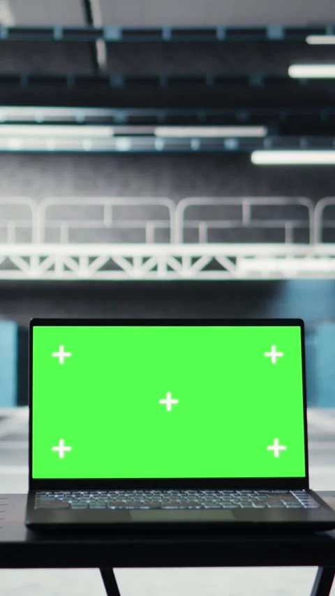 Vertical video Isolated screen laptop in data center used for doing maintenance Stock Footage 316856298