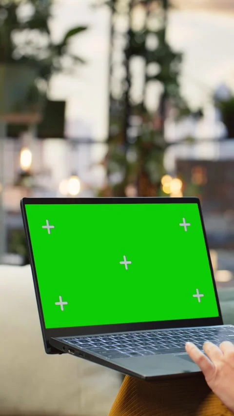 Vertical video Isolated screen laptop used by businessperson typing on keyboard Stock Footage 345166826