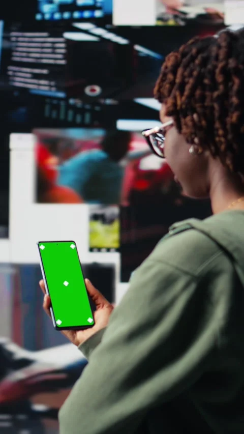 Vertical video Isolated screen smartphone used by person entertained by clips Stock Footage 318684926