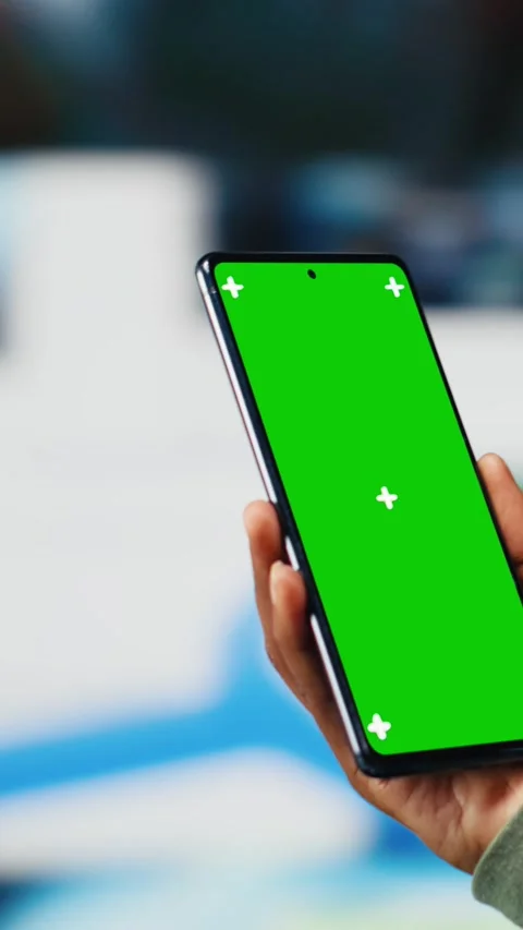 Vertical video Isolated screen smartphone used by person entertained by clips Stock Footage 318685167
