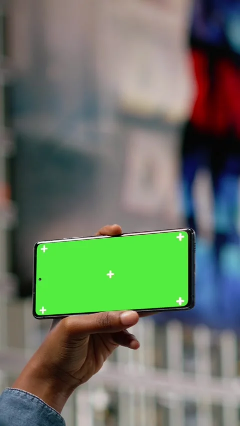 Vertical Video Isolated screen smartphone in landscape mode used by relaxed Stock Footage 334203151