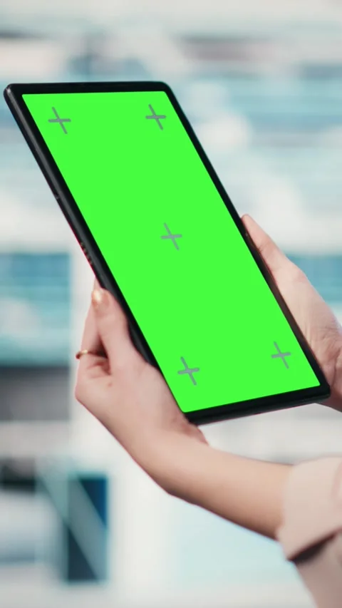 Vertical video Isolated screen tablet used by server hub admin to monitor rigs Stock Footage 330028249