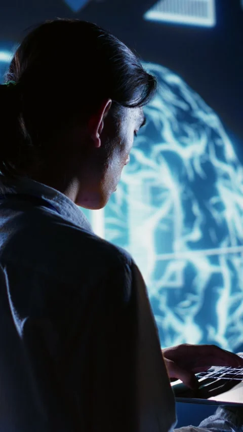 Vertical video IT admin writing AI script Stock Footage 249081922