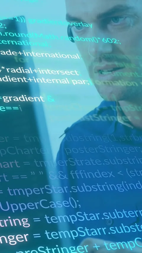 Vertical video: IT dev seeing alert typing and fixing bug on headset code Stock Footage 330359067