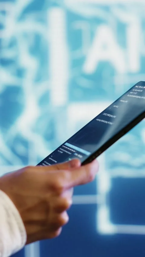 Vertical video IT developer writing AI script Stock Footage 249080188