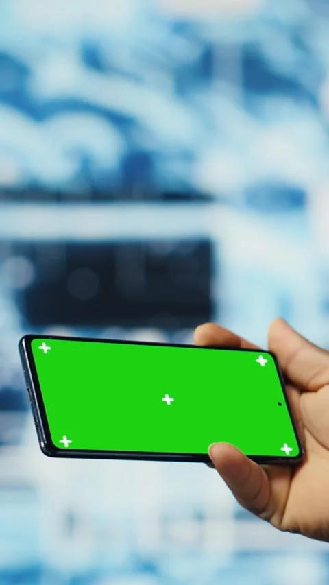 Vertical Video IT engineer in a high tech space uses copy space display with AI Stock Footage 312123139