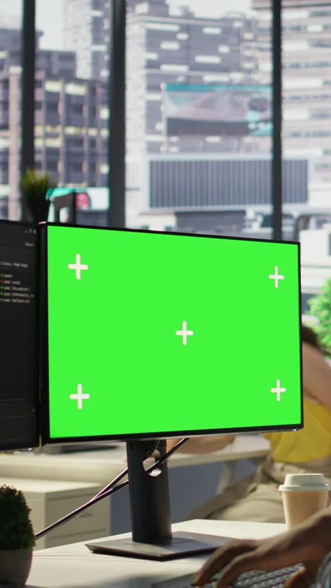 Vertical video IT expert with paraplegia in wheelchair works with data on mockup Stock Footage 319471139