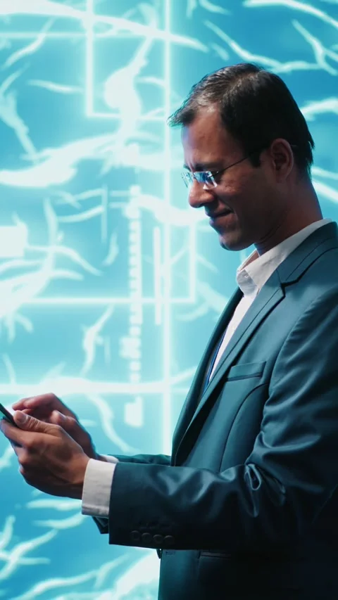 Vertical video IT specialist coding on tablet, programming artificial Stock Footage 278553042