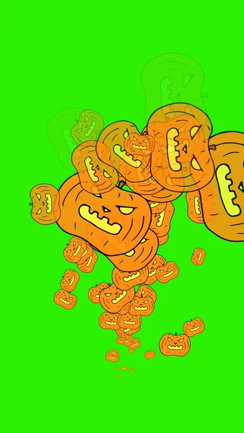 Vertical video: Jack-o-lantern pumpkin rises from the bottom Stock Footage 315986097