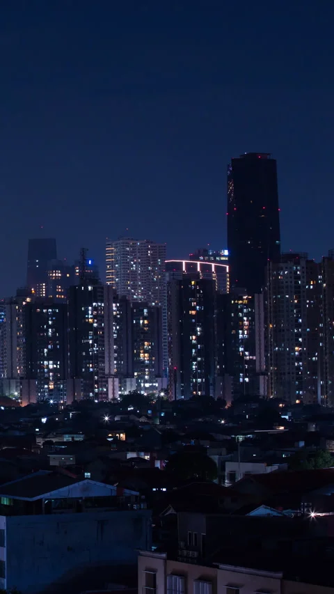 Vertical video - Jakarta Night Timelapse Stock Footage 280132016
