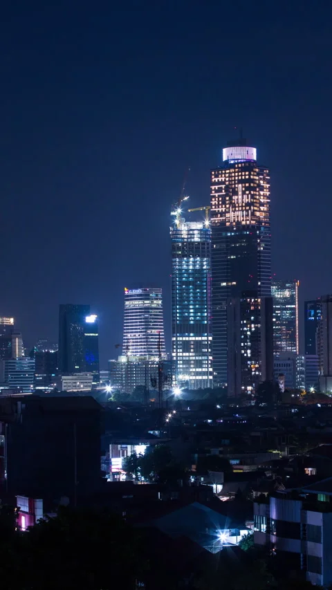 Vertical video - Jakarta Night Timelapse Stock Footage 280132024