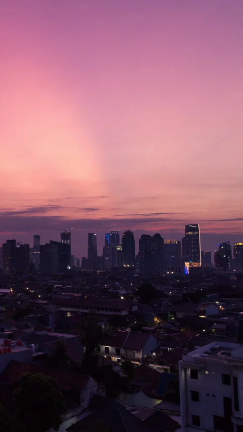 Vertical video - Jakarta Sunset Timelapse Stock Footage 280062185