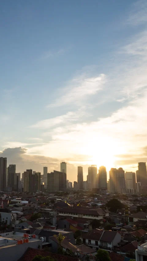 Vertical video - Jakarta Sunset Timelapse Stock Footage 280128160