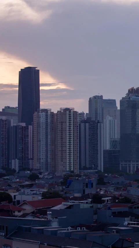Vertical video - Jakarta Sunset Timelapse Stock Footage 280131998