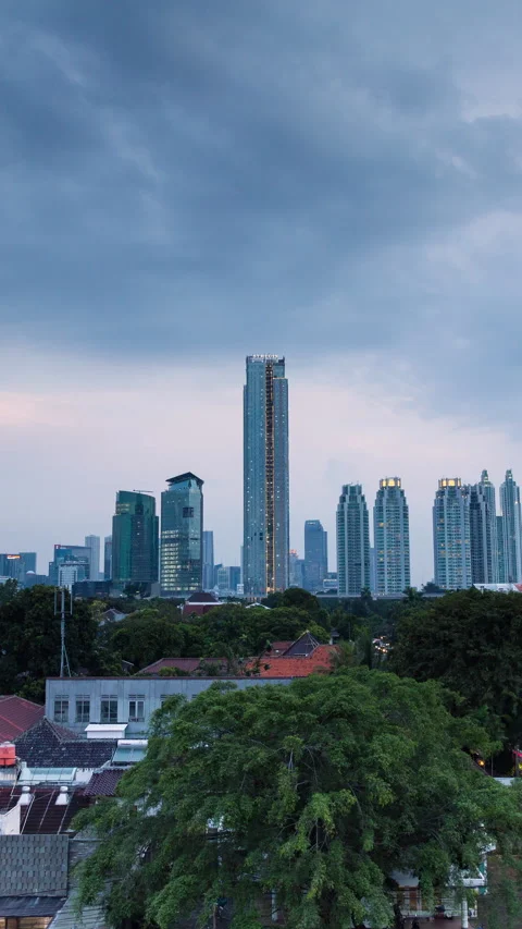 Vertical video - Jakarta Sunset Timelapse Stock Footage 280133600