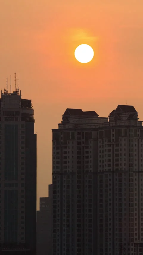 Vertical video - Jakarta Sunset Timelapse Stock Footage 280528123