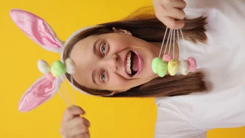 Vertical video. Joyful festivities during the holiday. Happy smiling festive Stock Footage 293242443