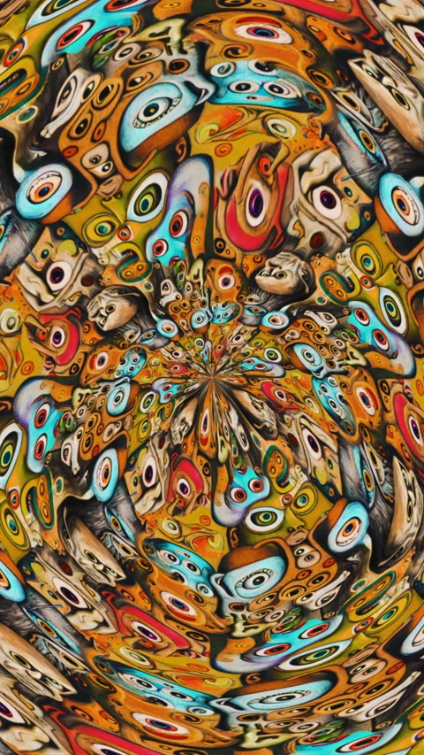 Vertical video of kaleidoscopic abstract background. Seamless animation of a Video stock 303623180