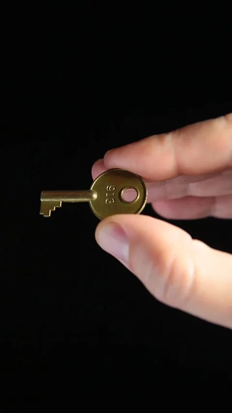 Vertical video of key hand dark background Stock Footage 245273828