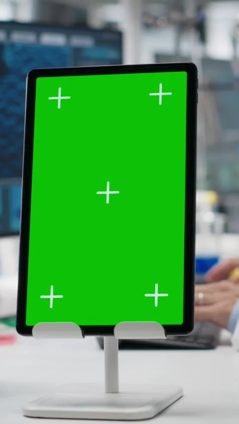 Vertical video Lab engineer using isolated screen tablet for DNA data analysis Stock Footage 319505121