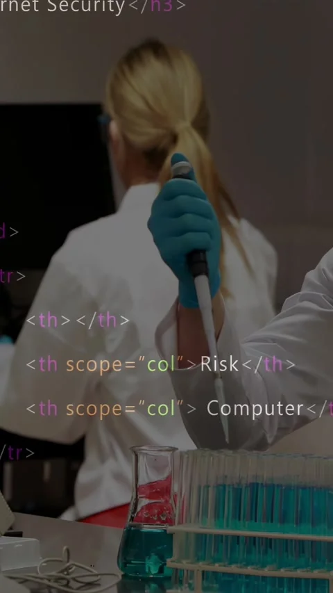 Vertical video: Lab gloved hand entering pipetting samples into tubes to test as Stock Footage 334600461
