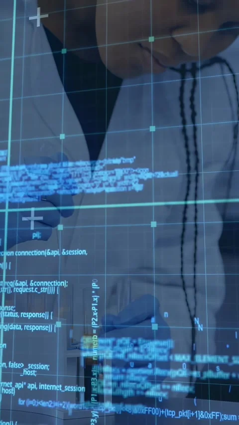 Vertical video: Lab tech entering frame using pipette moving vial for test as AR Stock Footage 330395196