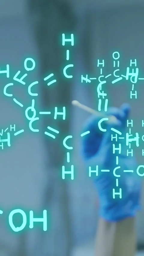 Vertical video: Lab tech pulling swab from tube, turquoise chemical graphics Stock Footage 334917208