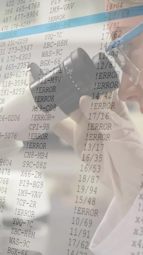 Vertical video: Lab tech removing cap, tuning scope and seeing sample while Видео 331404992