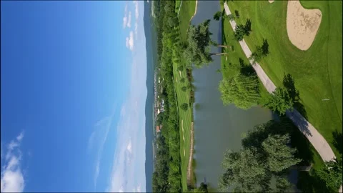 Vertical video. Landscape of nature concept. Aerial view of the river Stock Footage 244255189