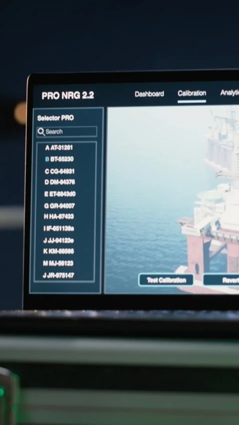 Vertical video Laptop dashboard on drilling barge deck monitoring declining Stock Footage 339888238