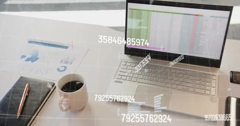 Vertical video: Laptop getting live data, animating HUD data over sheet then Stock Footage 330933927