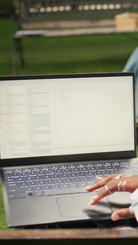 Vertical Video Laptop screen with programming language on terminal window Stock Footage 341321433