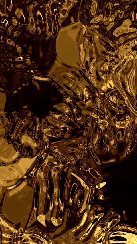 Vertical Video of Large Liquid Gold Texture Flowing, Seamless Loop Stock Footage 344329594
