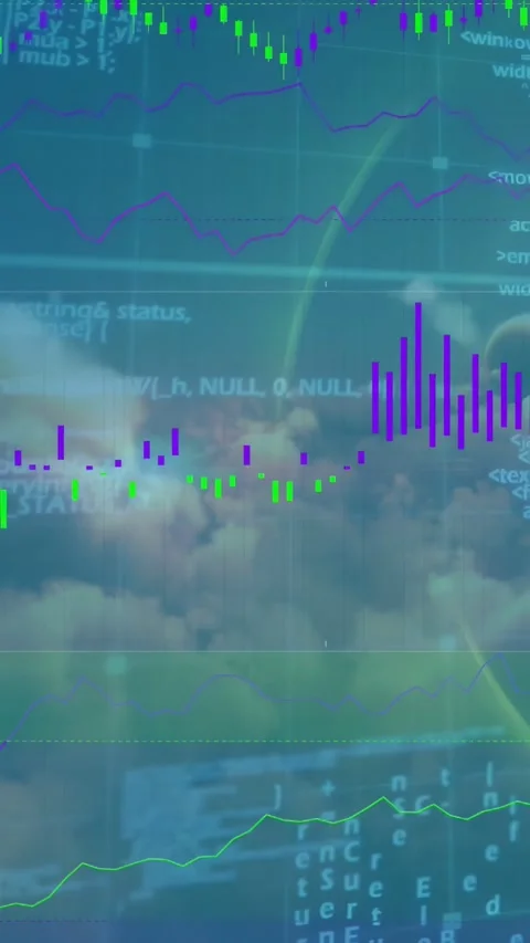 Vertical video: On launch data overlay unfolding, waveform forming and bars Stock Footage 334836838
