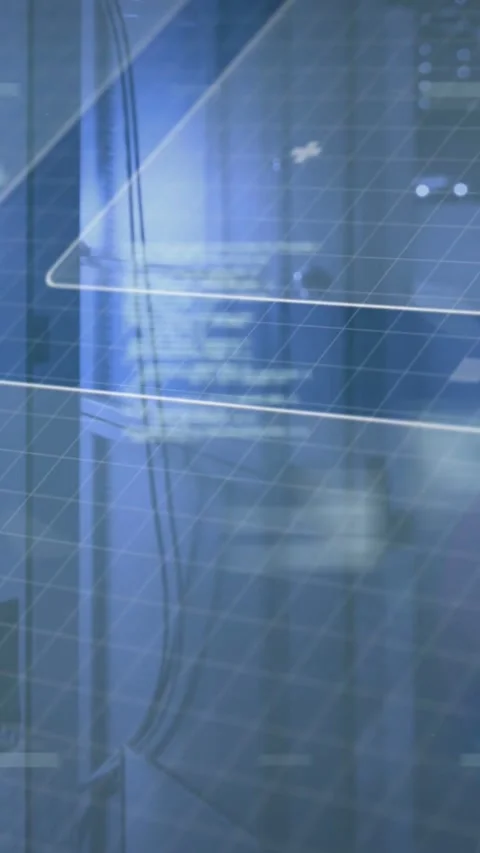 Vertical video: Layered blue UI panel shifting as flare growing, revealing Stock Footage 334547041