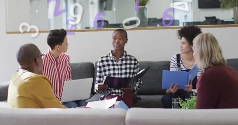 Vertical video: Lead opening folder and briefing team in business, numbers Stock Footage 331048096