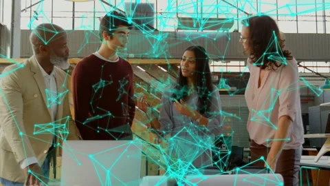 Vertical video: Lead pointing at laptop with pen driving tech team alignment, Stock Footage 332732504