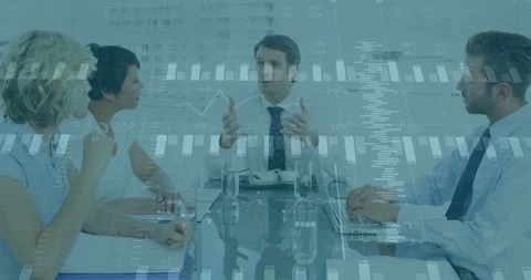 Vertical video: Leader opening talk, showing bars sliding, rising then settling Video stock 331713545