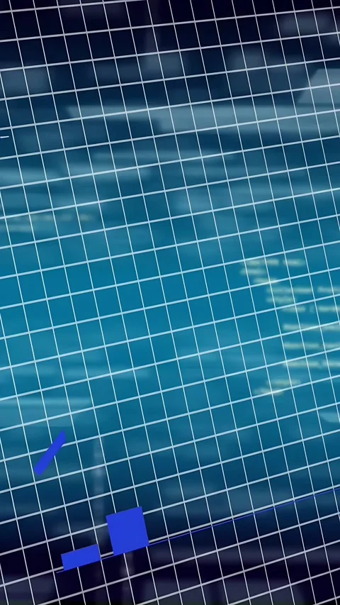 Vertical video: Left blocks starting blue bars sliding up, line rising, code Stock Footage 334792810