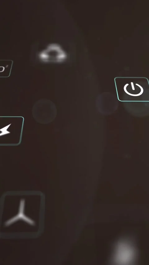 Vertical video: Lens flare starting tilt backlit icons shifting and focusing Stock Footage 332806704