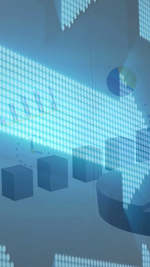 Vertical video: Light band sweeping, dotted arrow pulsing, showing bars pie base Stock Footage 334695015