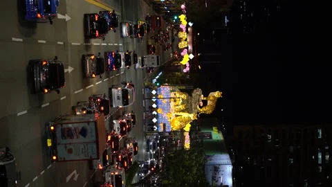 Vertical video  Light up  in Chinatown representing the year of the Tiger Stock Footage 168596593