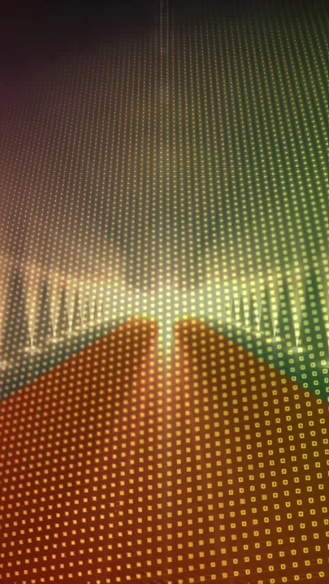 Vertical video: Light shifting over pixel panel lighting grid and shifting color Stock Footage 329552785