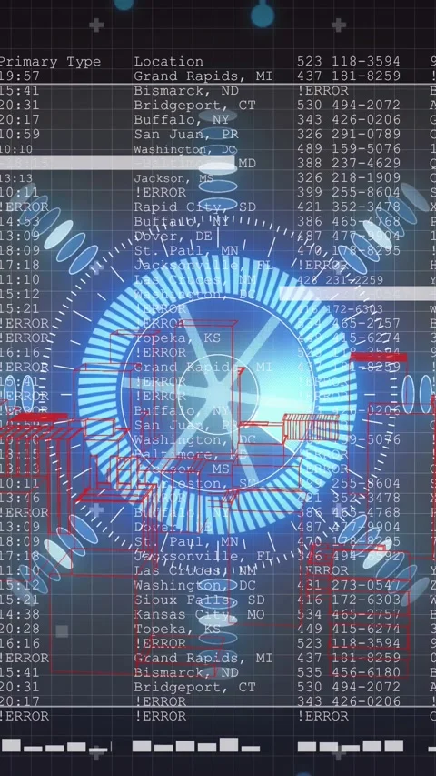 Vertical video: Light sweep starting HUD, ring pulsing and spinning, boxes Stock Footage 329552385