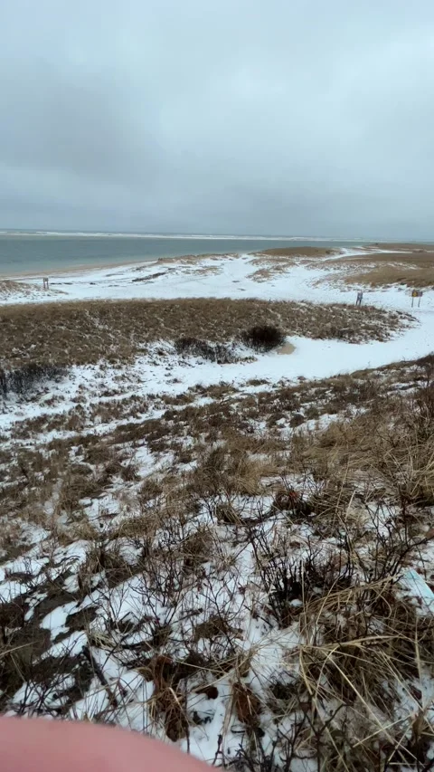 Vertical Video of Lighthouse Beach at Chatham, Cape Cod Stock Footage 170972912