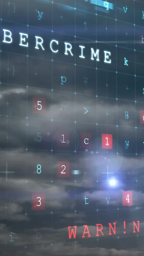 Vertical video: Lightning-triggered grid and data pulsing, marking malware Stock Footage 348566489