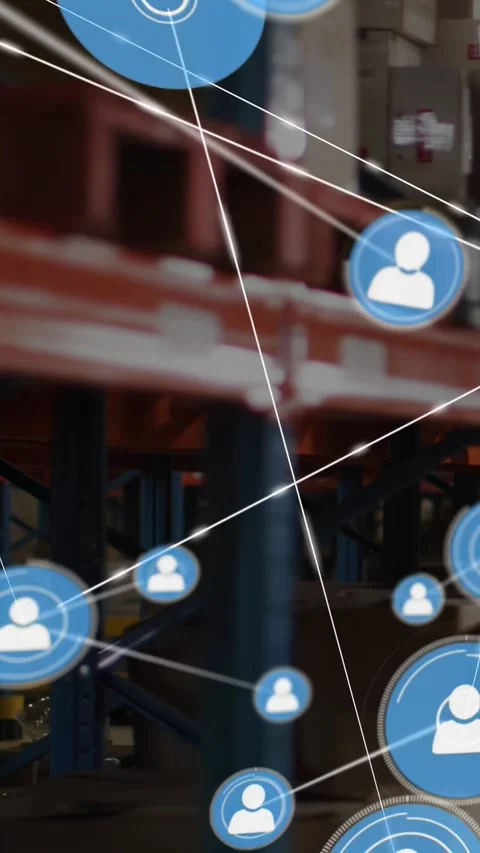 Vertical video: Line drawing sparks, blue nodes appearing, linking and mapping Stock Footage 329876862