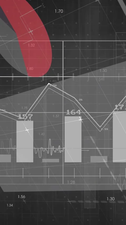 Vertical video: Line plot updating on value tick, bars shifting, red blobs Vídeos de archivo 329613131