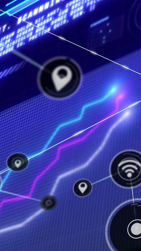 Vertical video: Line sweeping in, nodes appearing, linking, scaling, filling Stock Footage 330965749