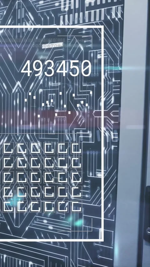 Vertical video: Lines starting panel updating numbers and grid, camera sliding Stock Footage 331291940